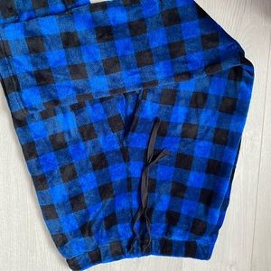 Blue fuzzy plaid PJs